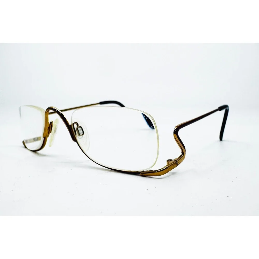 Charmant Eyeglasses Frames Women Gold Semi-Rimless Zig Zag Temple 4733 140mm